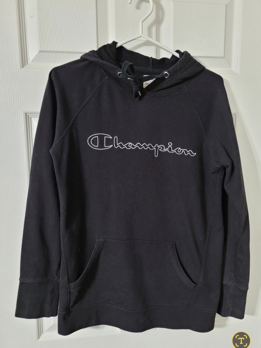 Champion Black Pullover Hoodie with Script Logo